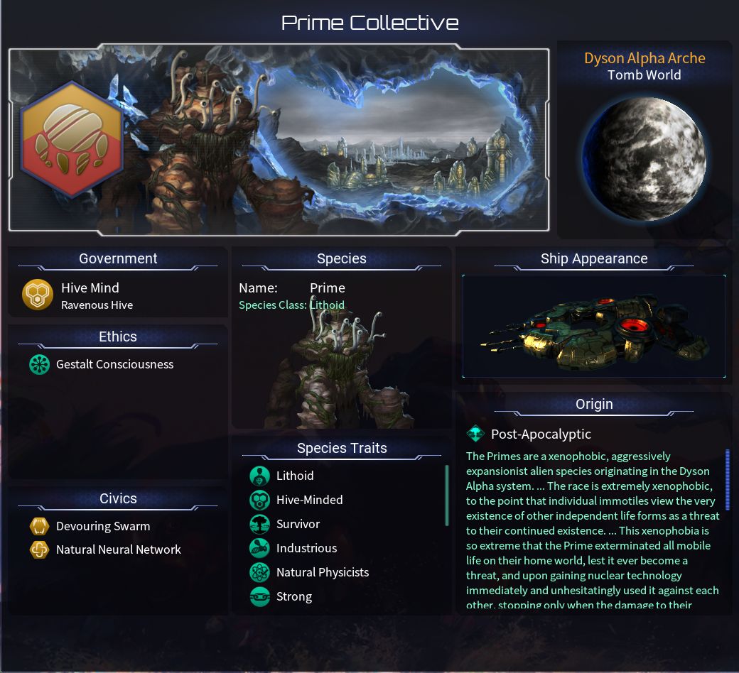 A picture of the in-game empire summary screen
